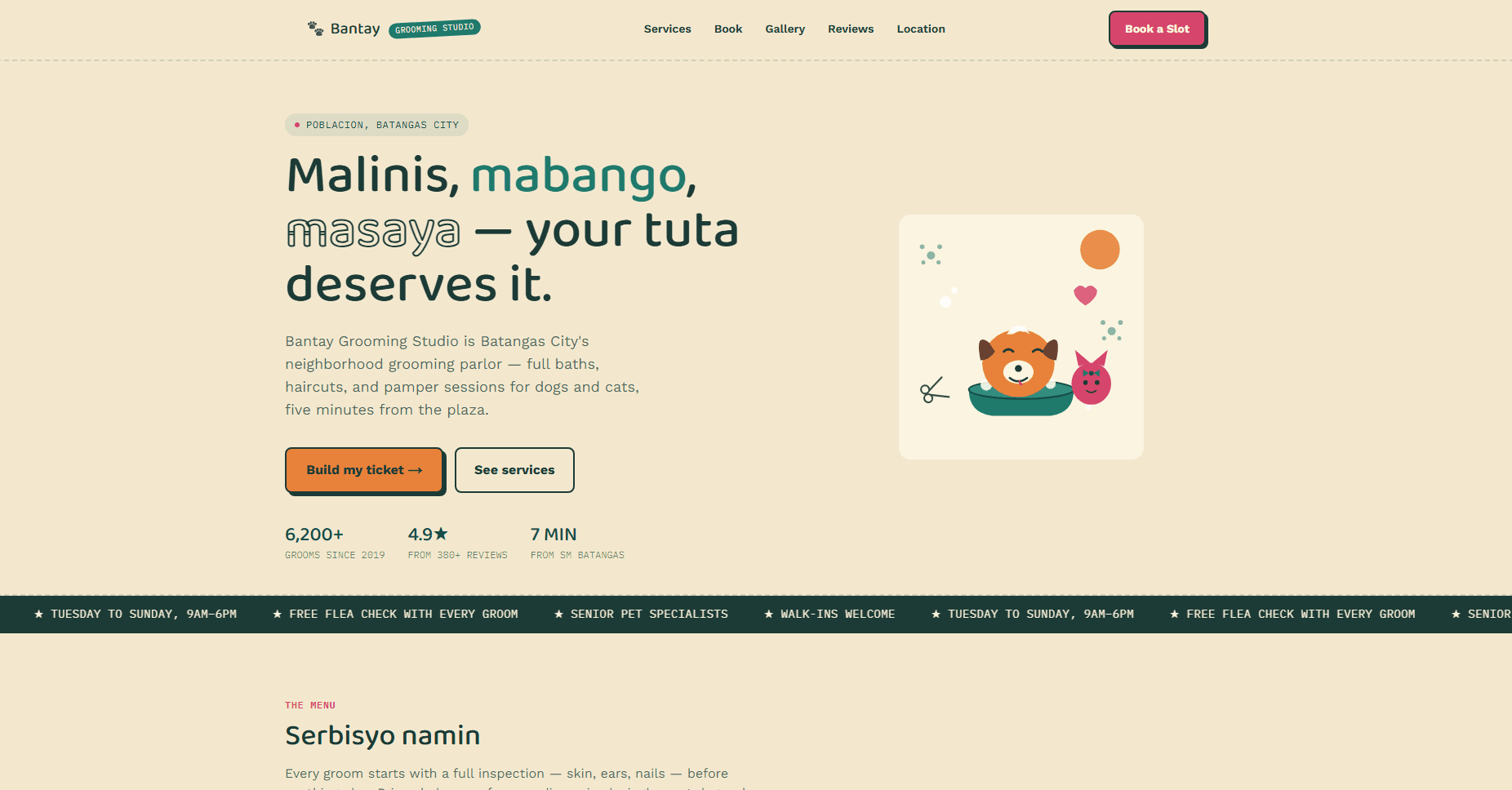 Bantay Pet Grooming website screenshot